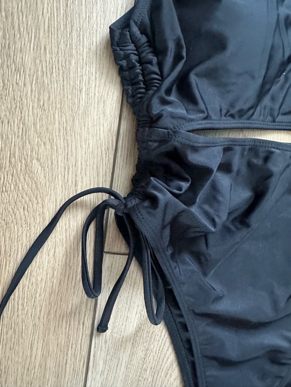🔥2/$20 NWOT Women's Sexy Black Print High-Waisted Swim Suit Adjustable Fit Lg - Picture 6 of 9